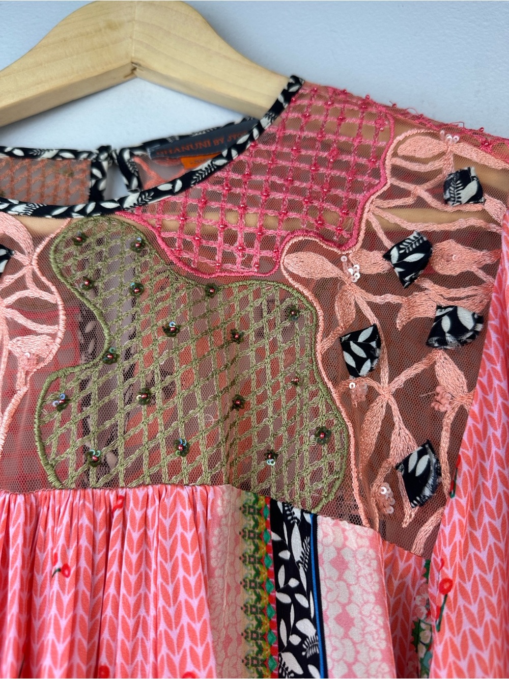 Bhanuni by Jyoti Rosario Embroidery Blouse SM Bohemian High Neck Long Sleeve Top - Picture 4 of 16